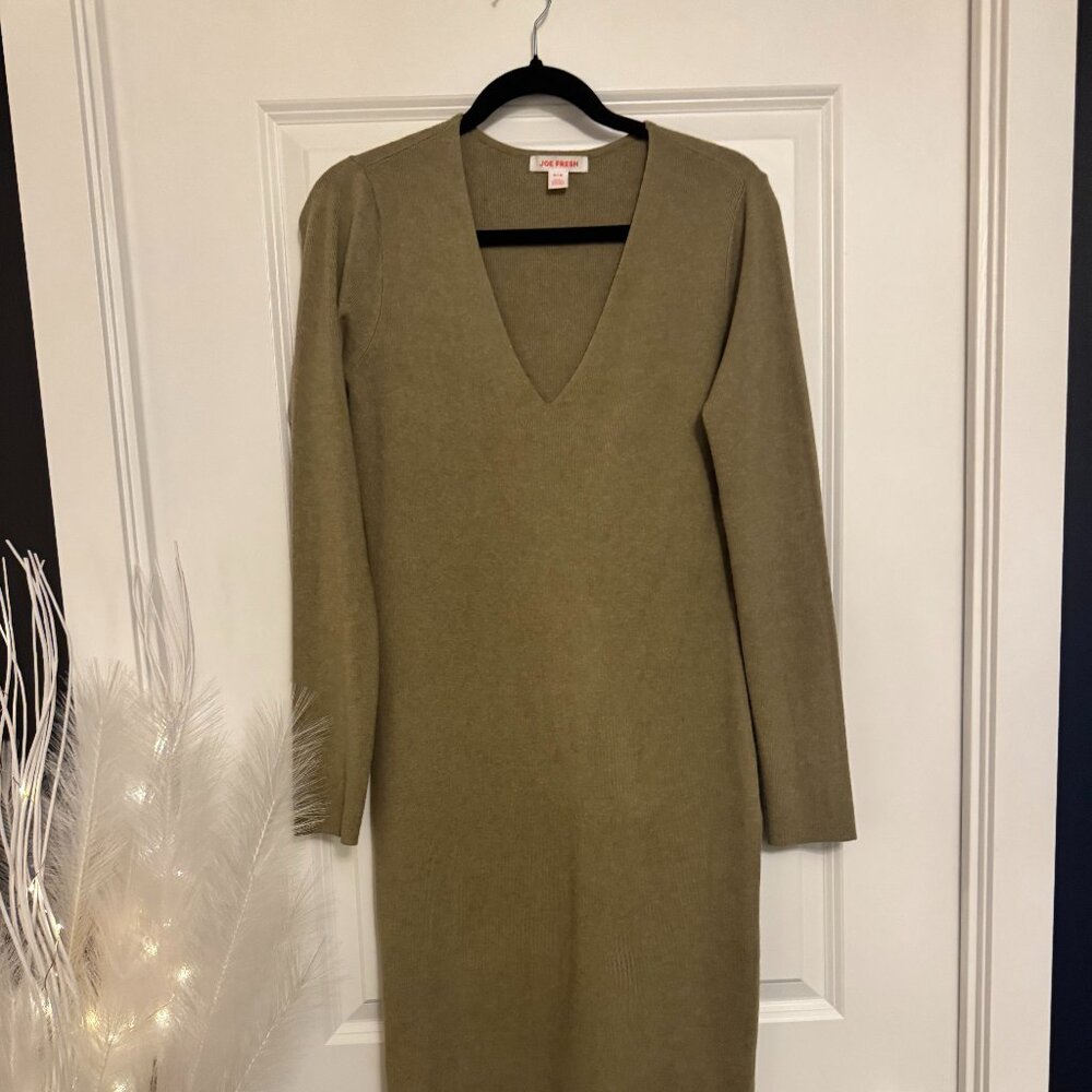 Joe Fresh Maxi Sweater Dress in light olive